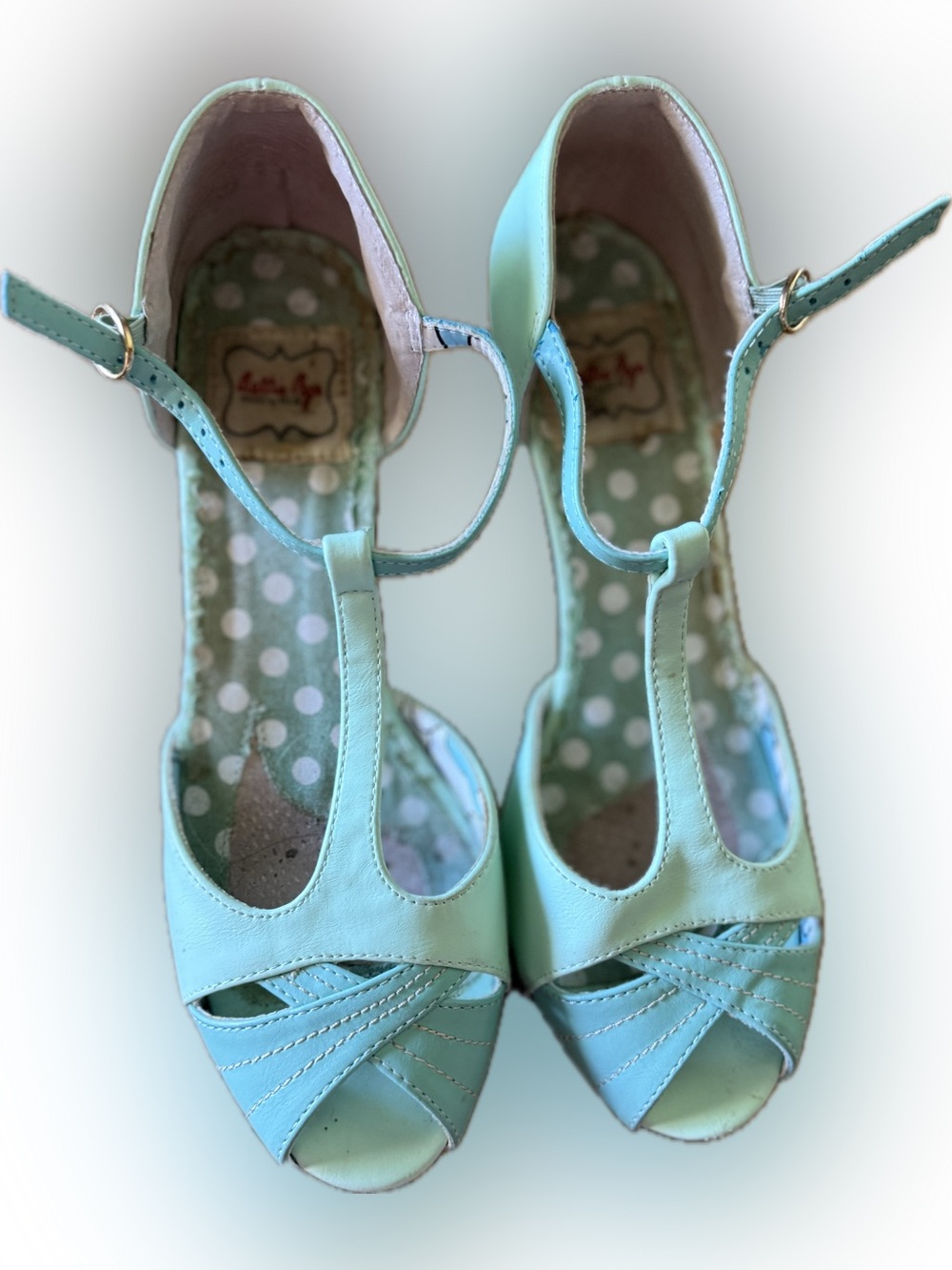 Betty Boop Mint T-Strap Peep-Toe Heels